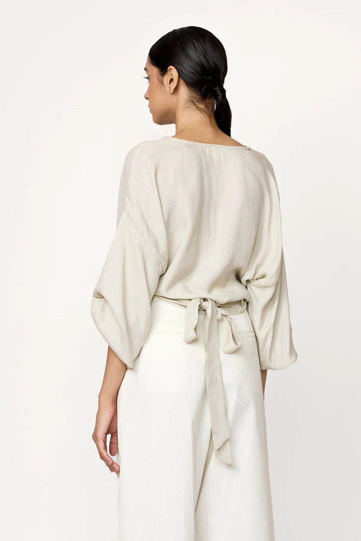 V-neck Wrap Blouse in Natural Laude the Label