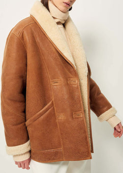 Sessun Montagna Leather Coat in Cognac