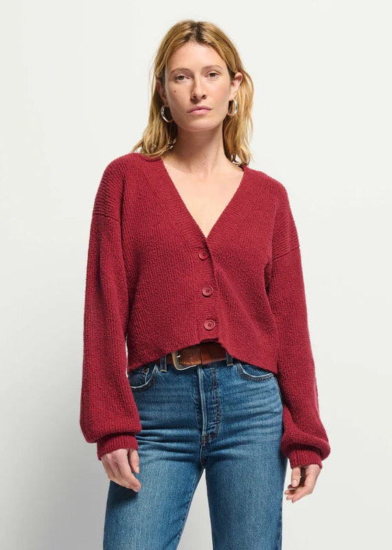 Nation LTD Bo Balloon Sleeve Cardigan in Danish Red