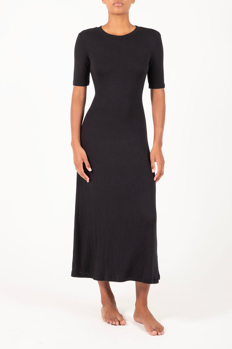 Anemos Short Sleeve Midi Dress - Black