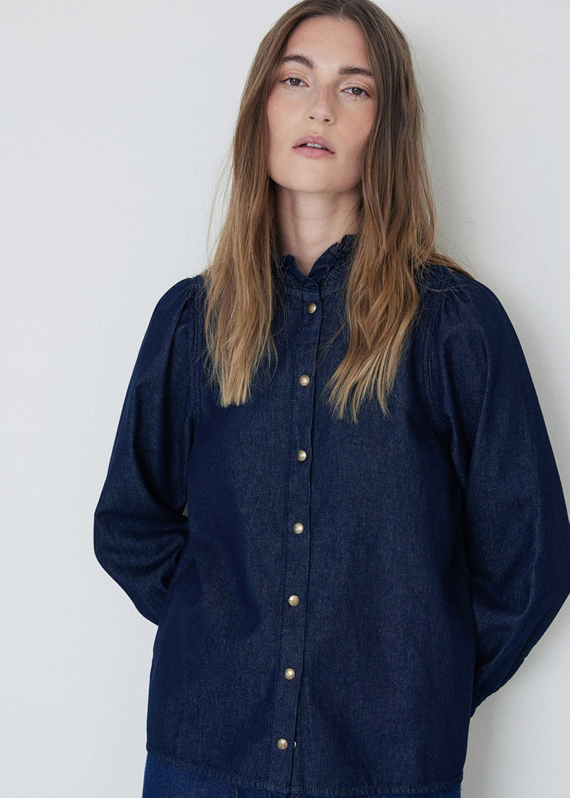 Yerse Organic Cotton Button Down Shirt Indigo