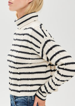 ASKK NY Cable Crop Turtleneck Sweater Stripe