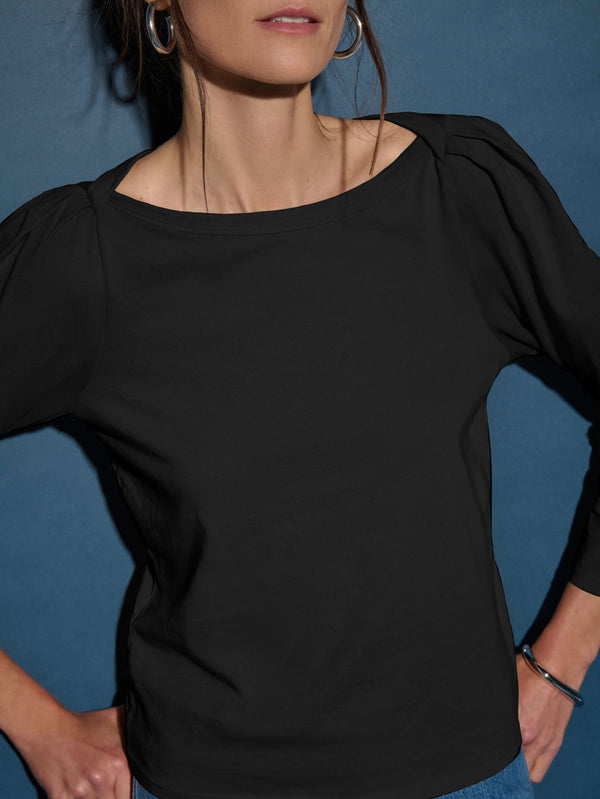 Nation LTD Amelie Envelope Neck Top in Jet Black