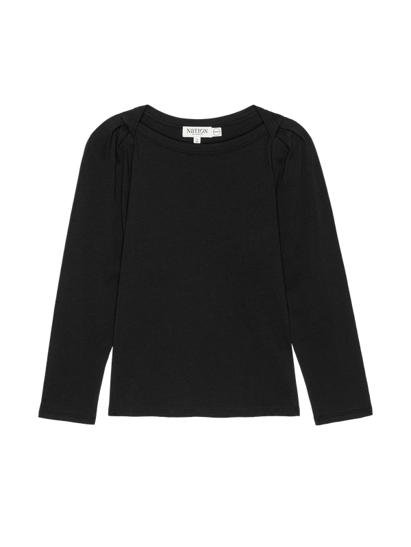 Nation LTD Amelie Envelope Neck Top in Jet Black