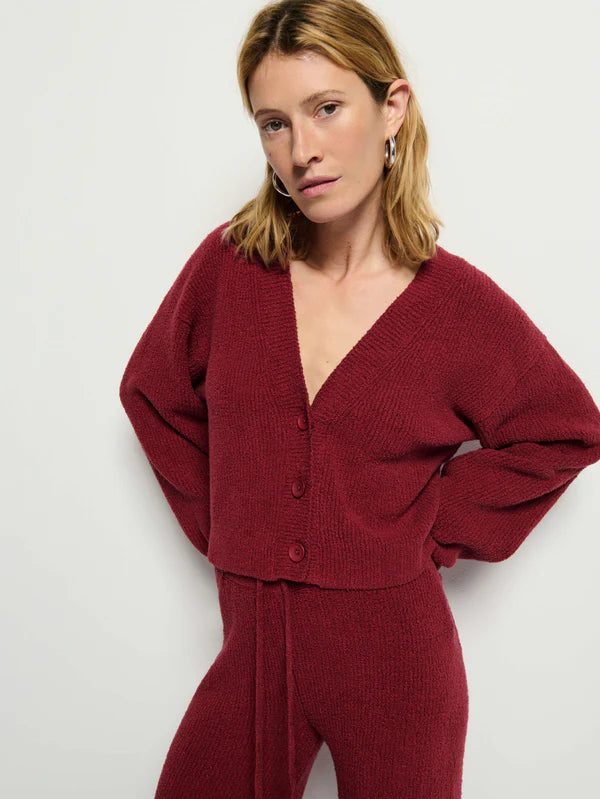 Nation LTD Bo Balloon Sleeve Cardigan in Danish Red