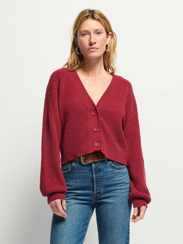 Nation LTD Bo Balloon Sleeve Cardigan in Danish Red