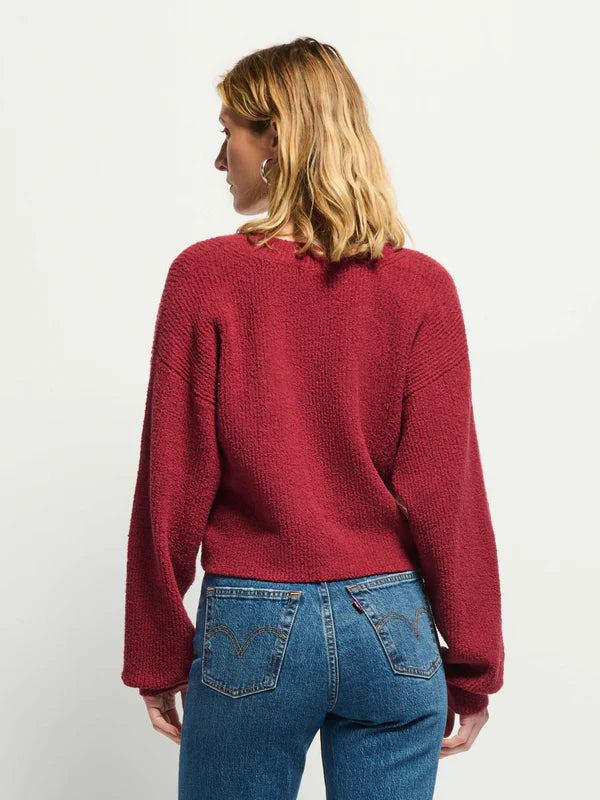 Nation LTD Bo Balloon Sleeve Cardigan in Danish Red