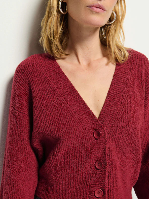 Nation LTD Bo Balloon Sleeve Cardigan in Danish Red