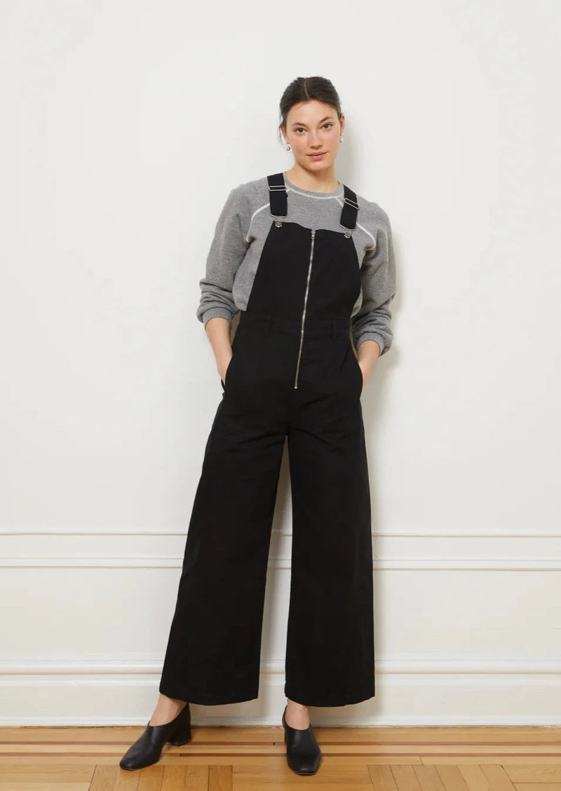 Loup Madelyn Zip Front Overalls in Black