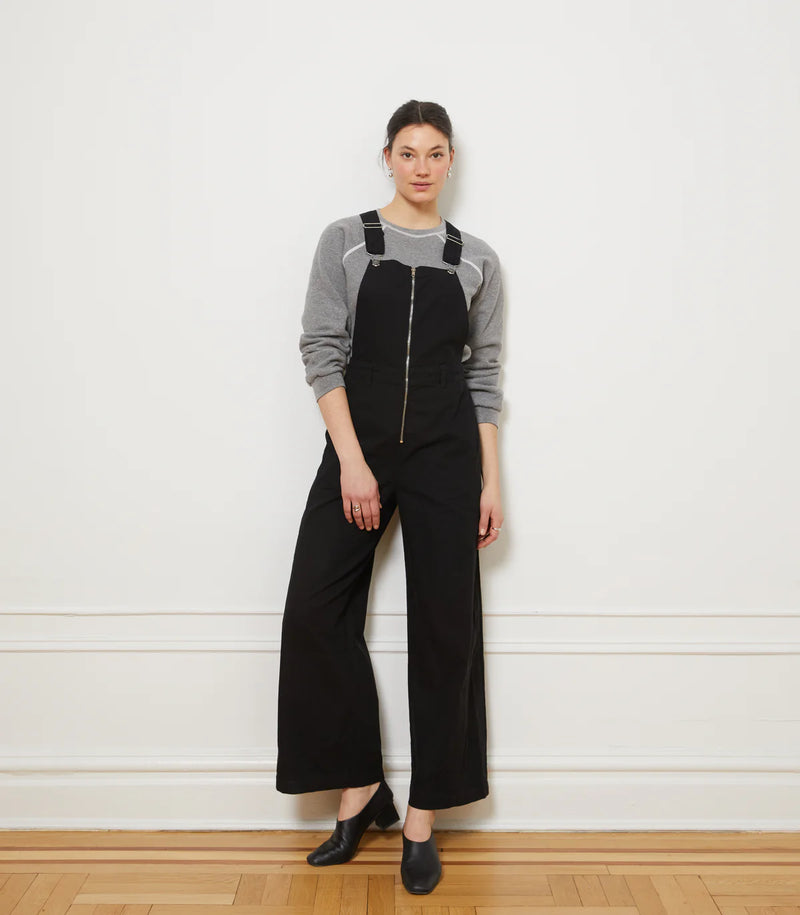 Loup Madelyn Zip Front Overalls in Black