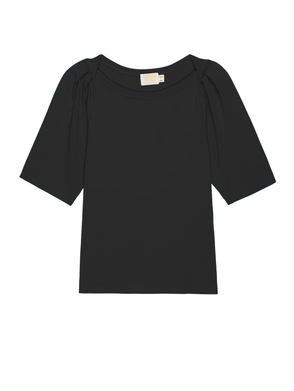 Nation LTD Deana Stripe Envelope T-Shirt in Jet Black
