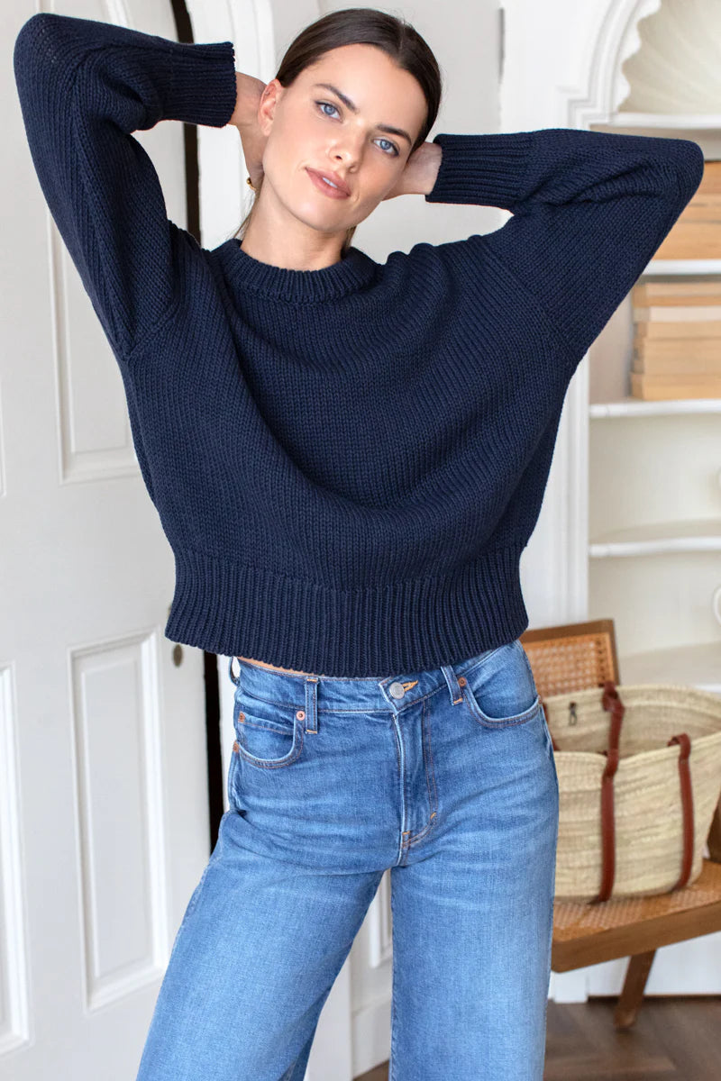 Cozy Organic Cotton Sweater Navy Organic