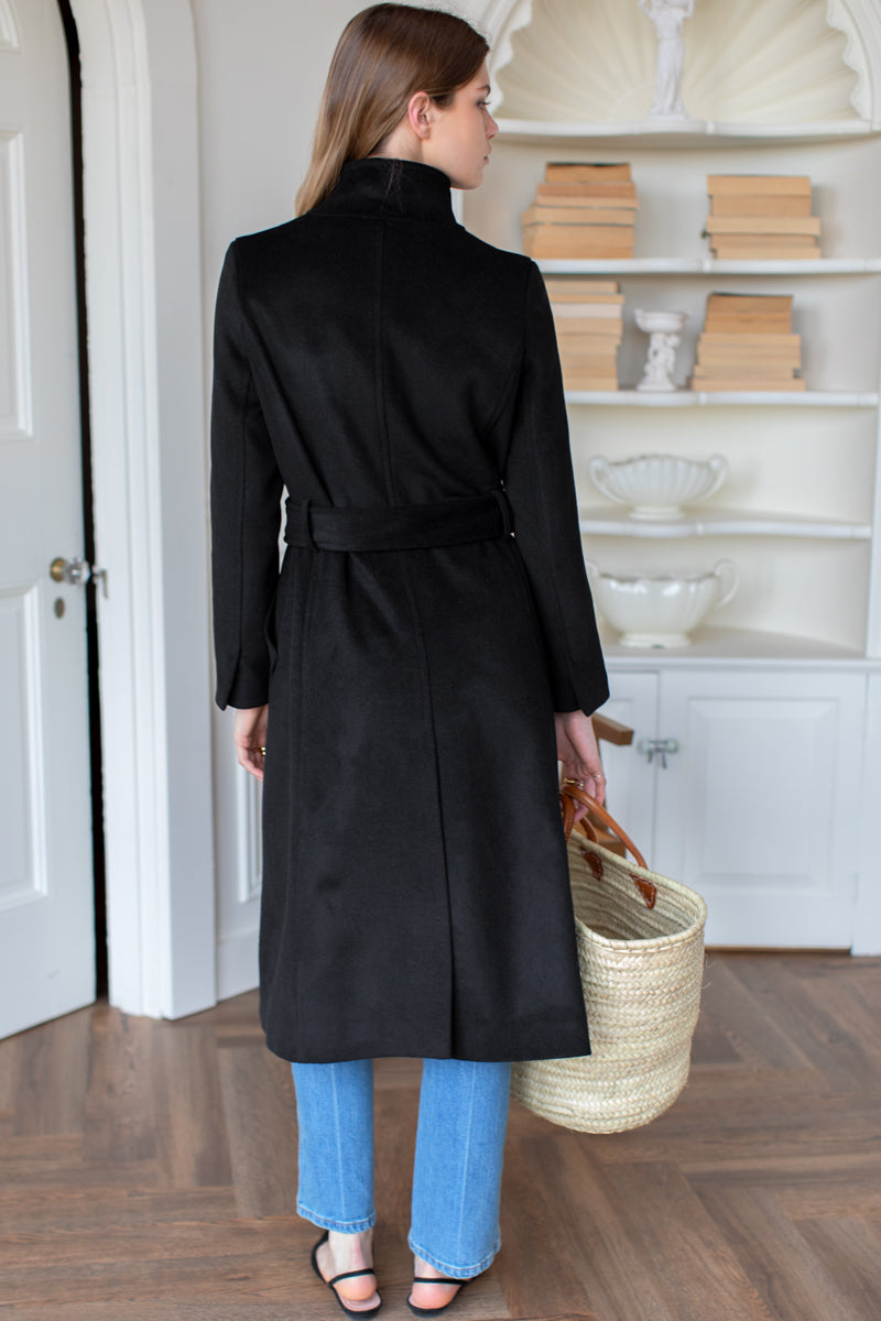 Double Button Coat - Cashmere Wool Black