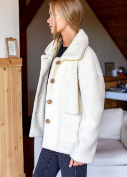 Emerson Fry Shorty Teddy Coat in Ivory