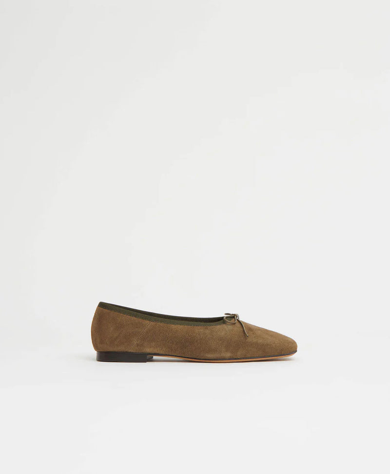 Mansur Gavriel Square Toe Ballerina Flat Shoes in Bamboo