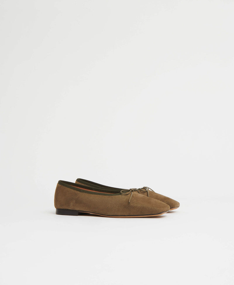 Mansur Gavriel Square Toe Ballerina Flat Shoes in Bamboo