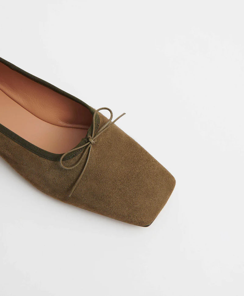 Mansur Gavriel Square Toe Ballerina Flat Shoes in Bamboo