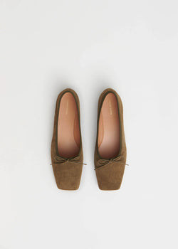 Mansur Gavriel Square Toe Ballerina Flat Shoes in Bamboo