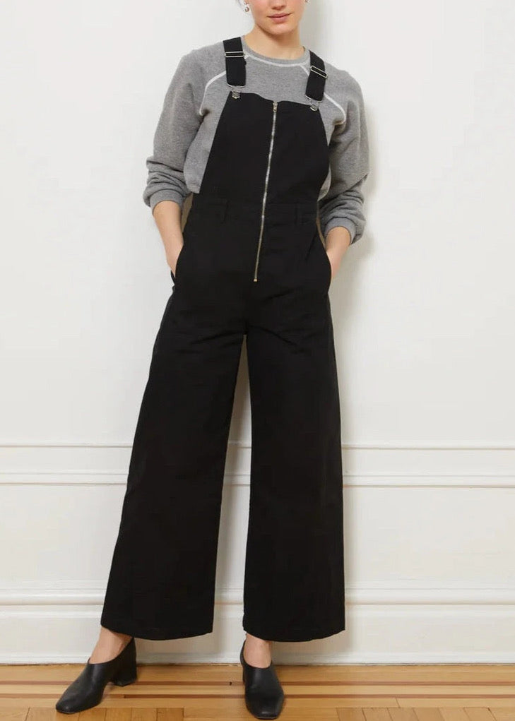 Loup Madelyn Zip Front Overalls in Black