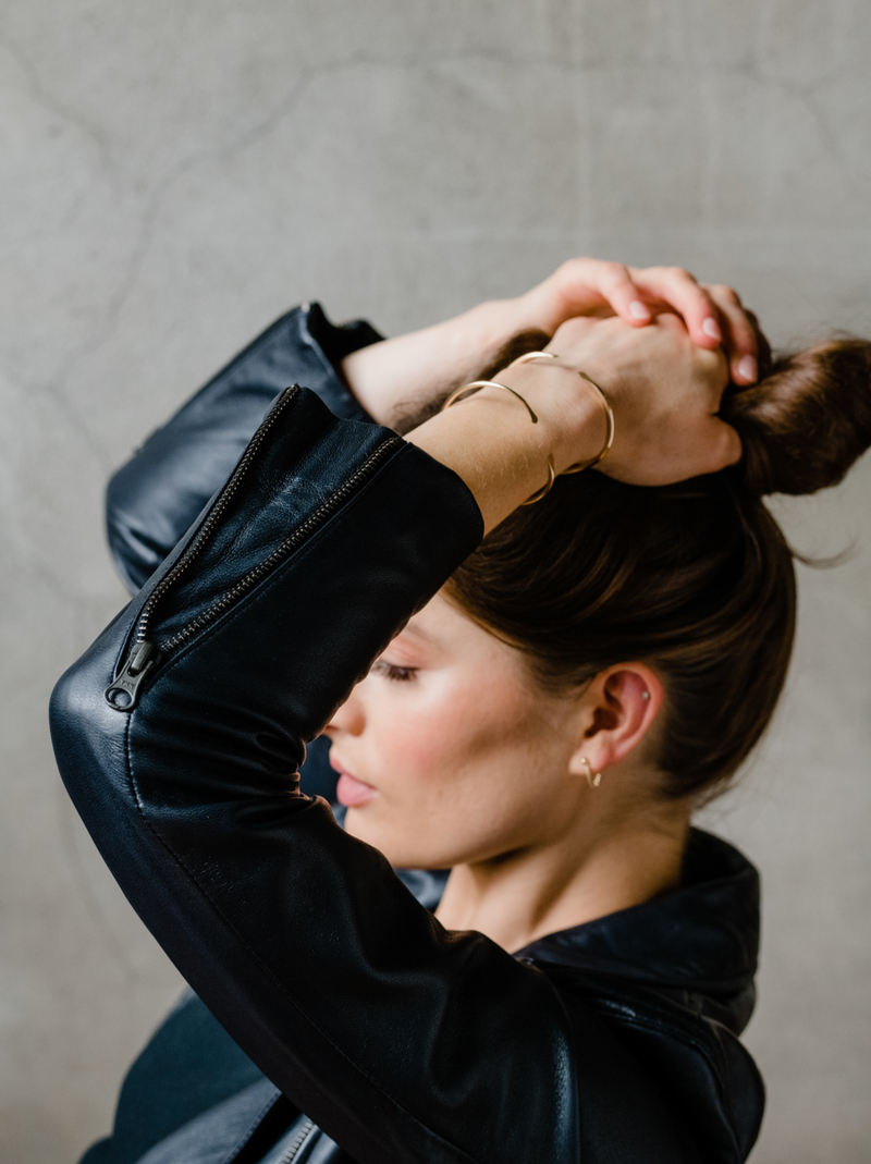 Maha Ethically Made Black Leather Moto Jacket