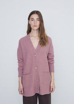 Yerse Long Cardigan in Pale Pink