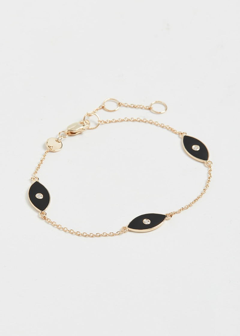 Jennifer Zeuner Nazar Romy Bracelet in Gold/ Black Enamel