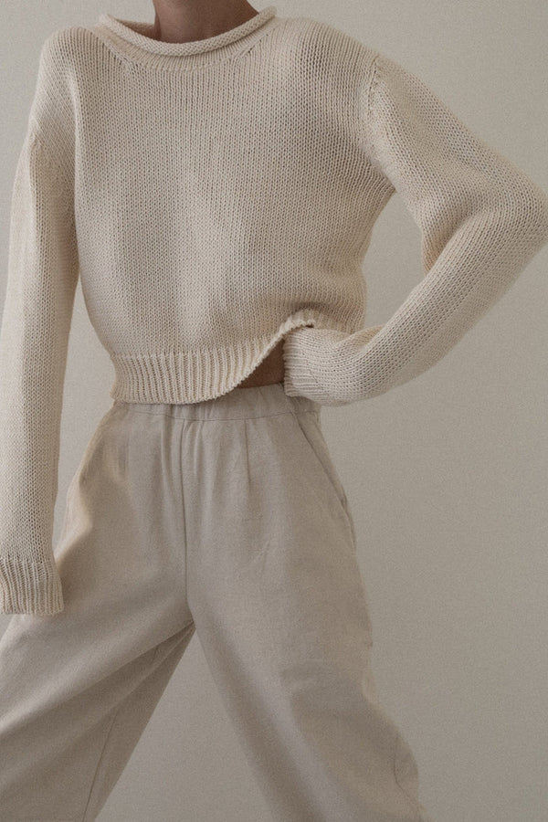 Mare Rolled Neck Sweater in Ivory Laude the Label