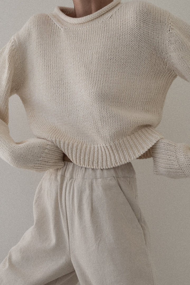 Mare Rolled Neck Sweater in Ivory Laude the Label