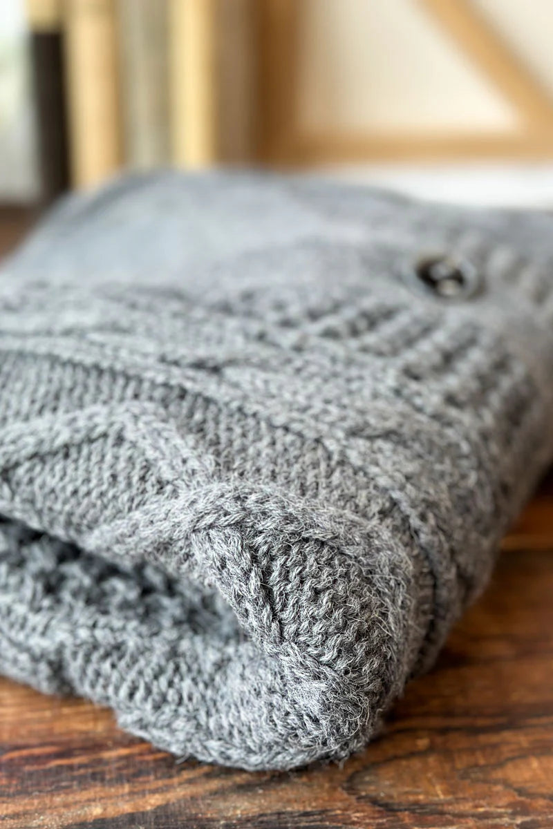 Emerson Fry Cozy Cable Cardigan in Charcoal Alpaca