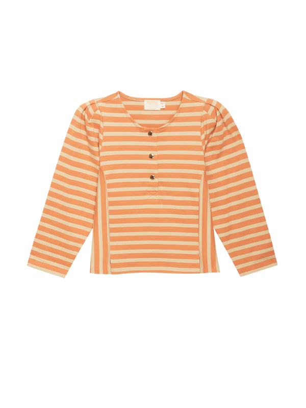 Nation LTD Janney Henley Top in Caramel Prato Stripe