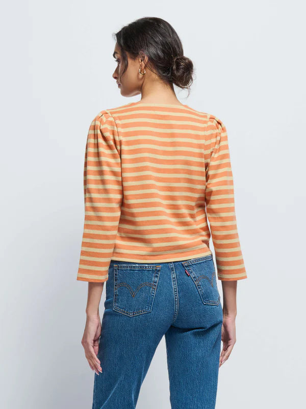 Nation LTD Janney Henley Top in Caramel Prato Stripe