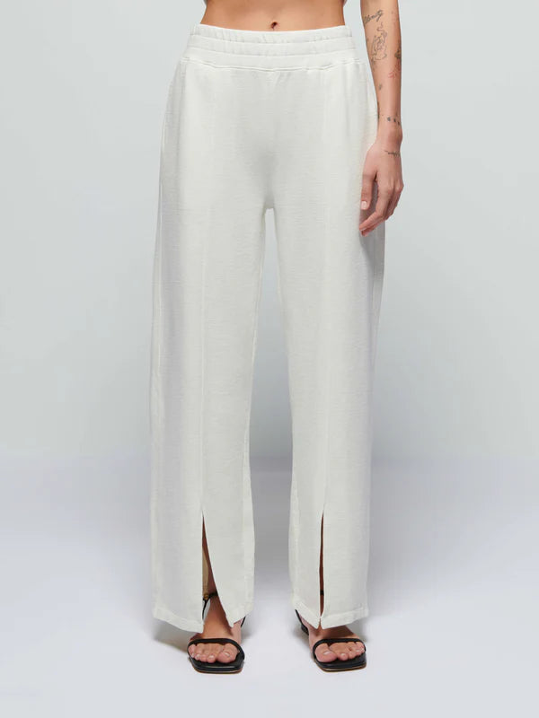 Nation LTD Lincoln Front Slit Knit Pant in Porcelain