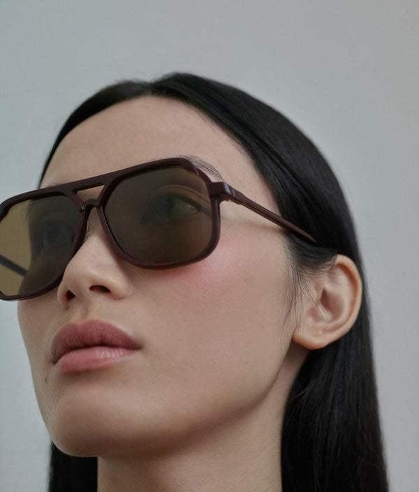 VITO OXBLOOD RED / oversized, dark red aviator sunglasses