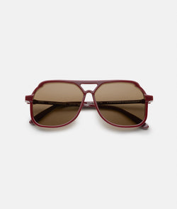 VITO OXBLOOD RED / oversized, dark red aviator sunglasses