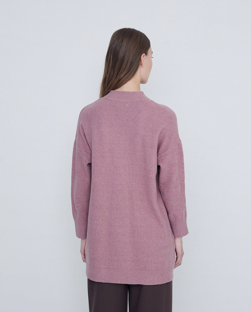 Yerse Long Cardigan in Pale Pink