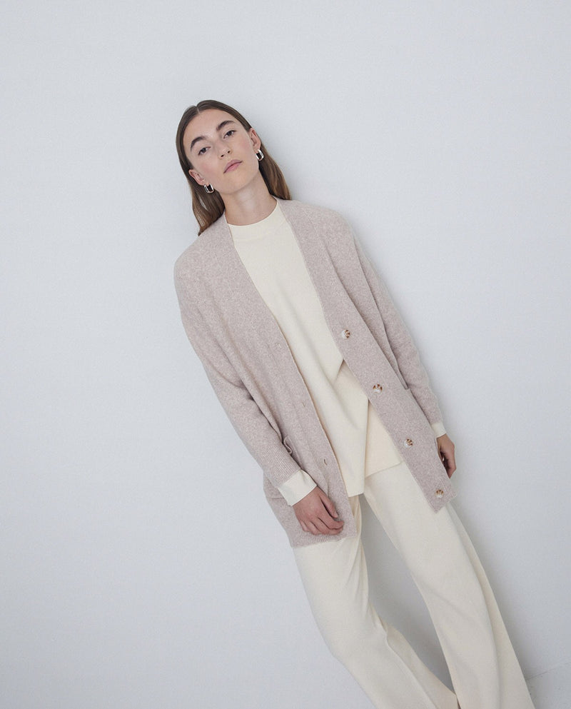 Yerse Long Cardigan in Beige