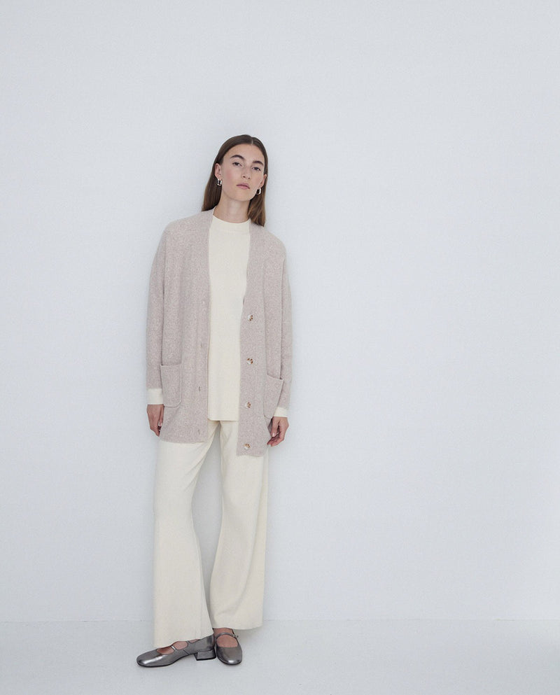 Yerse Long Cardigan in Beige