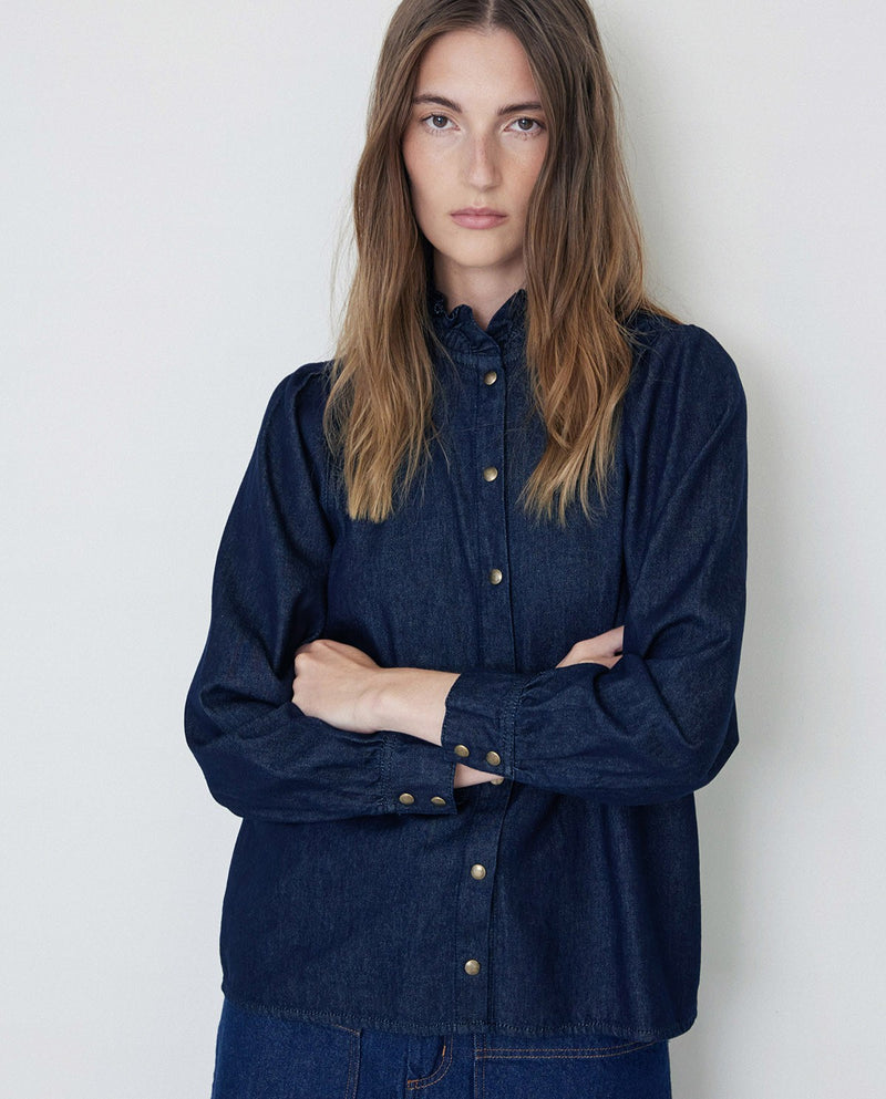 Yerse Organic Cotton Button Down Shirt Indigo