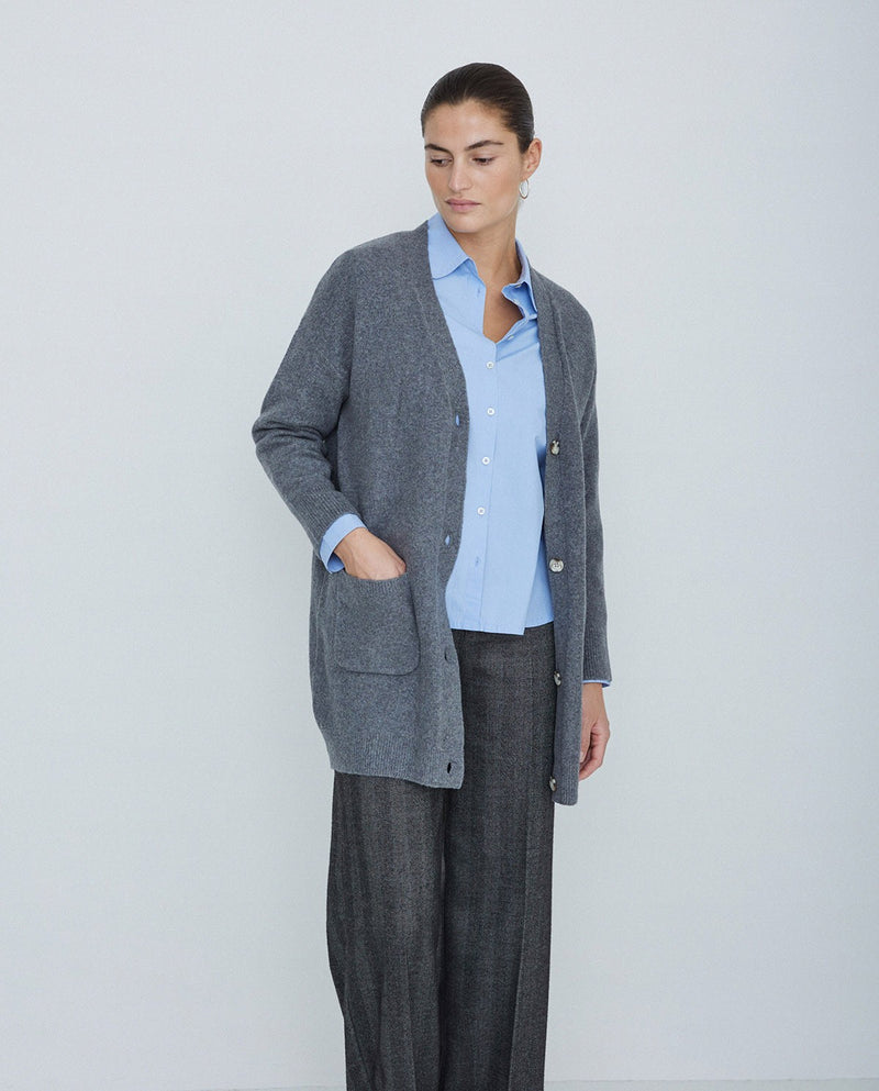 Yerse Long Cardigan in Grey