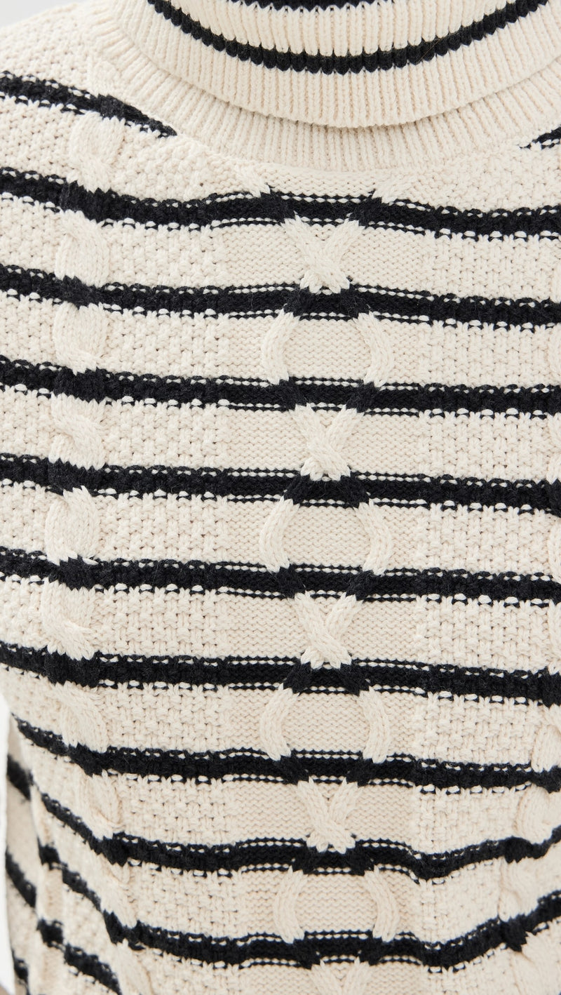 ASKK NY Cable Crop Turtleneck Sweater Stripe