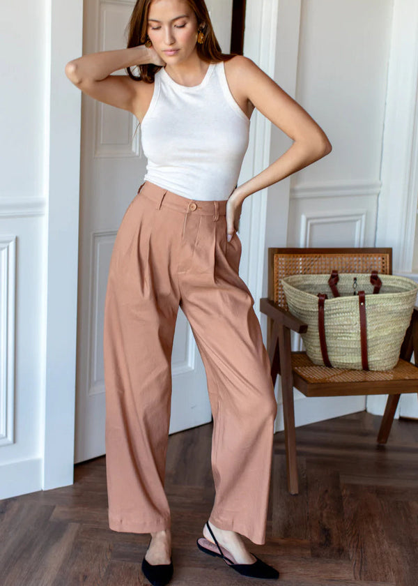 Emerson Fry Essential Pleated Pants in Camel