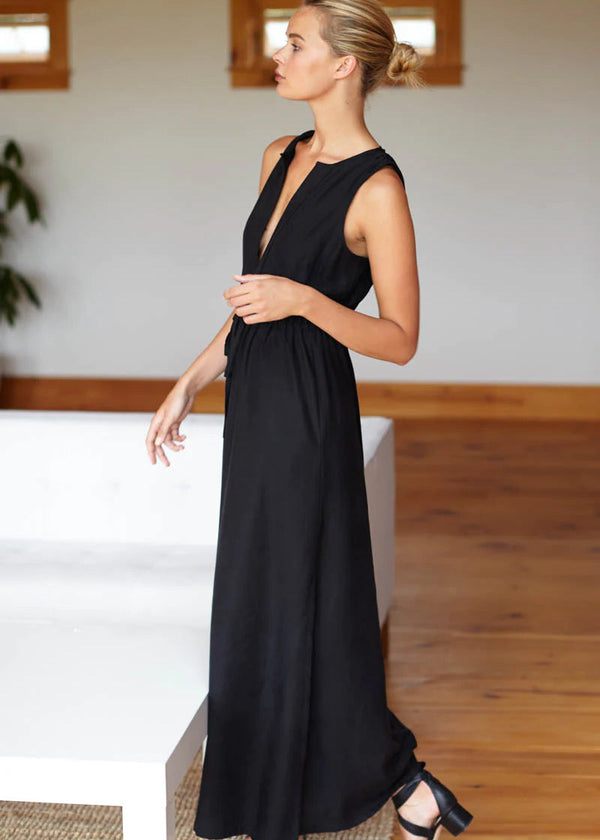 Grecian Keyhole Dress in Black