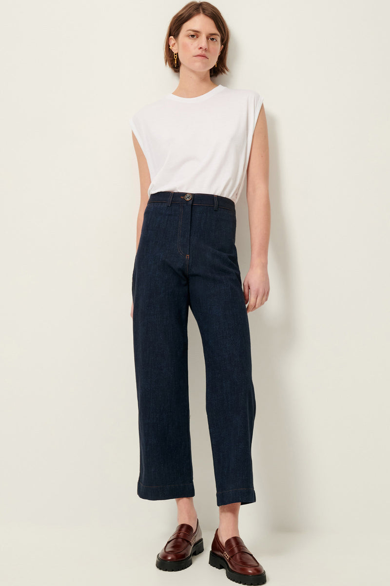 Sessun Cookie High Rise Wide Leg Denim in Dark Indigo