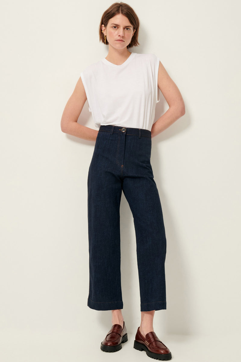 Sessun Cookie High Rise Wide Leg Denim in Dark Indigo